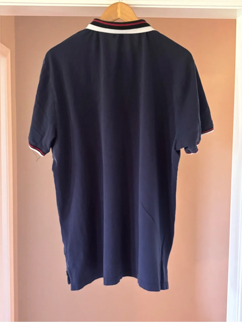 Vintage Ralph Lauren Navy Polo with Red, White Trim and Embroidered Bear